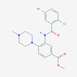 molecular formula C20H21BrClN3O3 B278151 Methyl 3-[(5-bromo-2-chlorobenzoyl)amino]-4-(4-methyl-1-piperazinyl)benzoate 