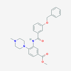 molecular formula C27H29N3O4 B278153 Methyl 3-{[3-(benzyloxy)benzoyl]amino}-4-(4-methyl-1-piperazinyl)benzoate 