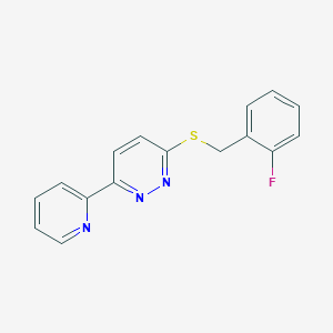 molecular formula C16H12FN3S B2781538 3-((2-Fluorobenzyl)thio)-6-(pyridin-2-yl)pyridazine CAS No. 893993-99-2