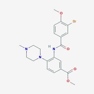 molecular formula C21H24BrN3O4 B278154 Methyl 3-[(3-bromo-4-methoxybenzoyl)amino]-4-(4-methyl-1-piperazinyl)benzoate 