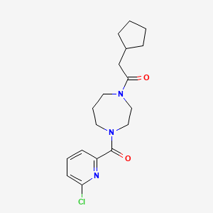 molecular formula C18H24ClN3O2 B2781541 1-[4-(6-Chloropyridine-2-carbonyl)-1,4-diazepan-1-YL]-2-cyclopentylethanone CAS No. 1436062-59-7