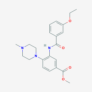 molecular formula C22H27N3O4 B278160 Methyl 3-[(3-ethoxybenzoyl)amino]-4-(4-methyl-1-piperazinyl)benzoate 