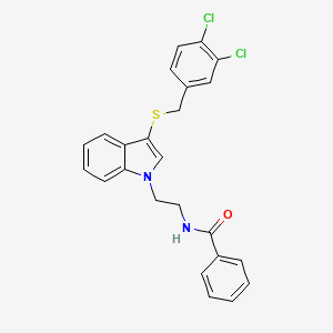 molecular formula C24H20Cl2N2OS B2781602 N-[2-[3-[(3,4-dichlorophenyl)methylsulfanyl]indol-1-yl]ethyl]benzamide CAS No. 532969-92-9
