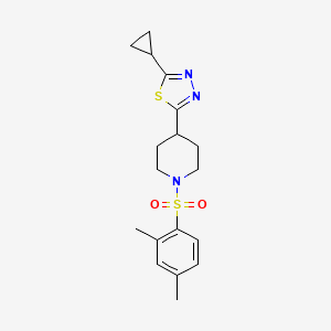 molecular formula C18H23N3O2S2 B2781603 2-Cyclopropyl-5-(1-((2,4-dimethylphenyl)sulfonyl)piperidin-4-yl)-1,3,4-thiadiazole CAS No. 1105246-44-3