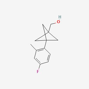 molecular formula C13H15FO B2781609 [3-(4-Fluoro-2-methylphenyl)-1-bicyclo[1.1.1]pentanyl]methanol CAS No. 2287272-64-2