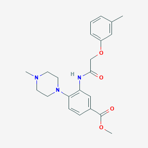 molecular formula C22H27N3O4 B278164 Methyl 3-{[(3-methylphenoxy)acetyl]amino}-4-(4-methyl-1-piperazinyl)benzoate 