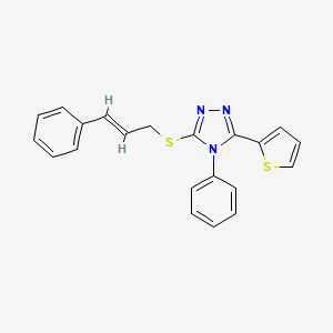molecular formula C21H17N3S2 B2781645 3-(cinnamylthio)-4-phenyl-5-(thiophen-2-yl)-4H-1,2,4-triazole CAS No. 325694-60-8