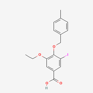 molecular formula C17H17IO4 B2781650 3-Ethoxy-5-iodo-4-[(4-methylbenzyl)oxy]benzoic acid CAS No. 1706444-23-6