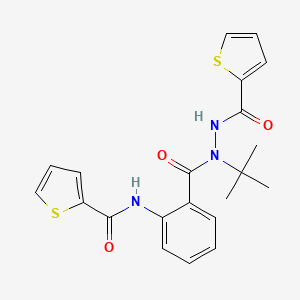 molecular formula C21H21N3O3S2 B2781655 N-(2-{[1-(tert-butyl)-2-(2-thienylcarbonyl)hydrazino]carbonyl}phenyl)-2-thiophenecarboxamide CAS No. 866009-71-4