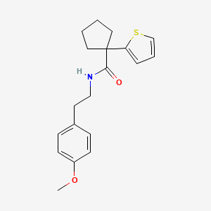 molecular formula C19H23NO2S B2781670 N-(4-methoxyphenethyl)-1-(thiophen-2-yl)cyclopentanecarboxamide CAS No. 1049526-02-4