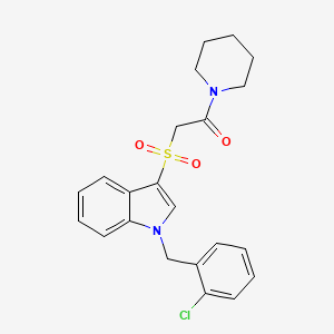 molecular formula C22H23ClN2O3S B2781671 2-((1-(2-chlorobenzyl)-1H-indol-3-yl)sulfonyl)-1-(piperidin-1-yl)ethanone CAS No. 686744-14-9