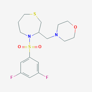 molecular formula C16H22F2N2O3S2 B2781674 4-((4-((3,5-Difluorophenyl)sulfonyl)-1,4-thiazepan-3-yl)methyl)morpholine CAS No. 1428374-05-3