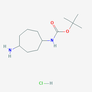molecular formula C12H25ClN2O2 B2781678 叔丁基-N-(4-氨基环庚基)甲酸酯；盐酸盐 CAS No. 2411201-79-9