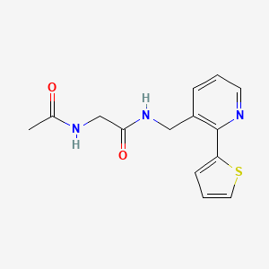 molecular formula C14H15N3O2S B2781715 2-乙酰胺基-N-((2-(噻吩-2-基)吡啶-3-基)甲基)乙酰胺 CAS No. 2034447-76-0