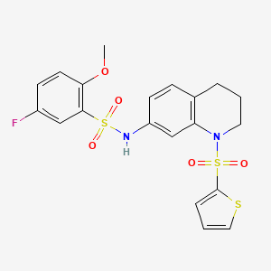 molecular formula C20H19FN2O5S3 B2781719 5-氟-2-甲氧基-N-(1-(噻吩-2-基磺酰)-1,2,3,4-四氢喹啉-7-基)苯并磺酰胺 CAS No. 898413-94-0