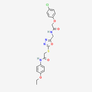 molecular formula C21H21ClN4O5S B2781731 2-(4-氯苯氧基)-N-[[5-(2-(4-乙氧基苯胺)-2-氧代乙基)硫基-1,3,4-噁二唑-2-基]甲基]乙酰胺 CAS No. 851785-25-6