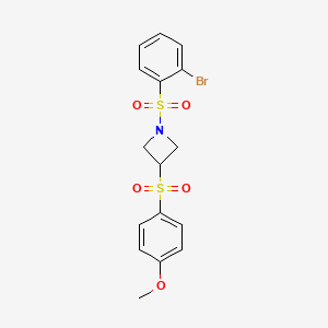 molecular formula C16H16BrNO5S2 B2781737 1-((2-溴苯基)磺酰)-3-((4-甲氧基苯基)磺酰)氮杂环丁烷 CAS No. 1705295-80-2