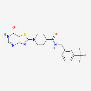 molecular formula C19H18F3N5O2S B2781762 1-(7-oxo-6,7-dihydrothiazolo[4,5-d]pyrimidin-2-yl)-N-(3-(trifluoromethyl)benzyl)piperidine-4-carboxamide CAS No. 1251580-59-2