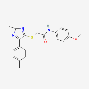 molecular formula C21H23N3O2S B2781764 2-((2,2-dimethyl-5-(p-tolyl)-2H-imidazol-4-yl)thio)-N-(4-methoxyphenyl)acetamide CAS No. 899914-15-9