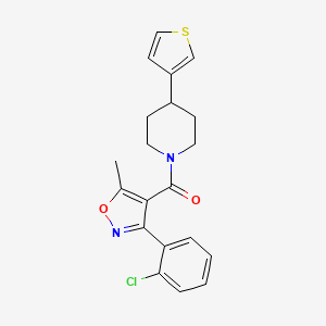 molecular formula C20H19ClN2O2S B2781769 (3-(2-氯苯基)-5-甲基异噁唑-4-基)(4-(噻吩-3-基)哌嗪-1-基)甲酮 CAS No. 1396805-60-9