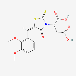 molecular formula C16H15NO7S2 B2781791 (E)-2-(5-(2,3-二甲氧基苯甲亚甲基)-4-氧代-2-硫代噻唑烷-3-基)琥珀酸 CAS No. 844862-82-4