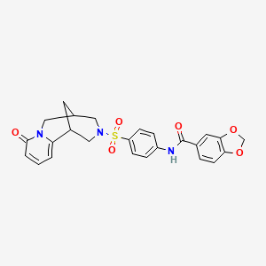molecular formula C25H23N3O6S B2781795 N-(4-((8-氧代-5,6-二氢-1H-1,5-甲烷吡啶并[1,2-a][1,5]二氮杂环辛-3(2H,4H,8H)-基)磺酰)苯基)苯并[d][1,3]二噁唑-5-甲酰胺 CAS No. 681270-76-8