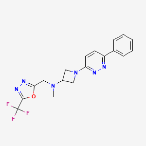 B2781797 N-Methyl-1-(6-phenylpyridazin-3-yl)-N-[[5-(trifluoromethyl)-1,3,4-oxadiazol-2-yl]methyl]azetidin-3-amine CAS No. 2380079-97-8