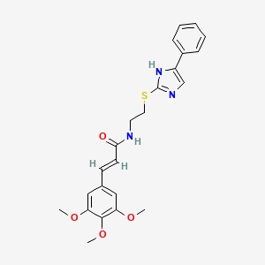 B2781803 (E)-N-(2-((5-phenyl-1H-imidazol-2-yl)thio)ethyl)-3-(3,4,5-trimethoxyphenyl)acrylamide CAS No. 886899-48-5