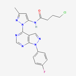B2781813 4-chloro-N-(1-(1-(4-fluorophenyl)-1H-pyrazolo[3,4-d]pyrimidin-4-yl)-3-methyl-1H-pyrazol-5-yl)butanamide CAS No. 1005713-53-0