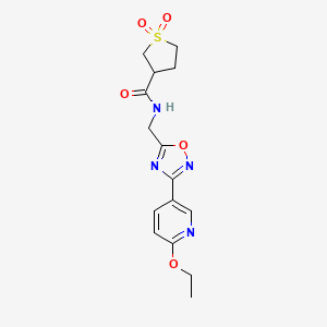 molecular formula C15H18N4O5S B2781835 N-((3-(6-ethoxypyridin-3-yl)-1,2,4-oxadiazol-5-yl)methyl)tetrahydrothiophene-3-carboxamide 1,1-dioxide CAS No. 1904305-30-1
