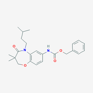 molecular formula C24H30N2O4 B2781839 Benzyl (5-isopentyl-3,3-dimethyl-4-oxo-2,3,4,5-tetrahydrobenzo[b][1,4]oxazepin-7-yl)carbamate CAS No. 921524-41-6