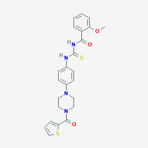 molecular formula C24H24N4O3S2 B278185 N-(2-methoxybenzoyl)-N'-{4-[4-(2-thienylcarbonyl)-1-piperazinyl]phenyl}thiourea 