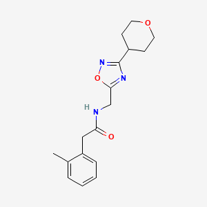 molecular formula C17H21N3O3 B2781855 N-((3-(四氢-2H-吡喃-4-基)-1,2,4-噁二唑-5-基)甲基)-2-(邻甲苯基)乙酰胺 CAS No. 2034228-19-6