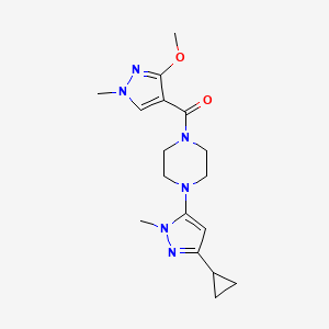 B2781859 (4-(3-cyclopropyl-1-methyl-1H-pyrazol-5-yl)piperazin-1-yl)(3-methoxy-1-methyl-1H-pyrazol-4-yl)methanone CAS No. 2034448-88-7