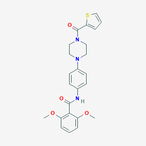 molecular formula C24H25N3O4S B278186 2,6-dimethoxy-N-{4-[4-(2-thienylcarbonyl)-1-piperazinyl]phenyl}benzamide 