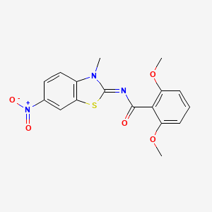 B2781870 2,6-dimethoxy-N-(3-methyl-6-nitro-1,3-benzothiazol-2-ylidene)benzamide CAS No. 391868-06-7