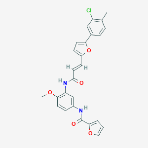 molecular formula C26H21ClN2O5 B278188 N-[3-({(2E)-3-[5-(3-chloro-4-methylphenyl)-2-furyl]prop-2-enoyl}amino)-4-methoxyphenyl]-2-furamide 