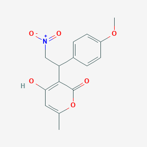 molecular formula C15H15NO6 B2781884 4-hydroxy-3-(1-(4-methoxyphenyl)-2-nitroethyl)-6-methyl-2H-pyran-2-one CAS No. 315697-50-8