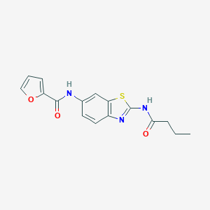 molecular formula C16H15N3O3S B278190 N-[2-(butanoylamino)-1,3-benzothiazol-6-yl]furan-2-carboxamide 