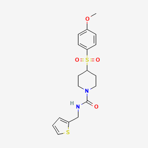 molecular formula C18H22N2O4S2 B2781936 4-((4-methoxyphenyl)sulfonyl)-N-(thiophen-2-ylmethyl)piperidine-1-carboxamide CAS No. 1798623-53-6