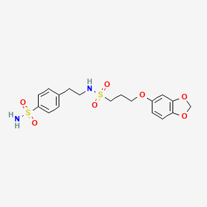 molecular formula C18H22N2O7S2 B2781941 4-(2-(3-(Benzo[d][1,3]dioxol-5-yloxy)propylsulfonamido)ethyl)benzenesulfonamide CAS No. 946214-19-3