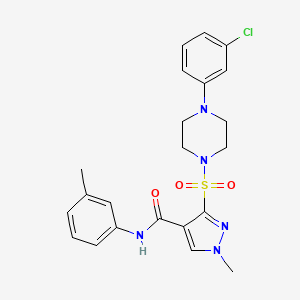 N-(3-fluoro-4-methoxyphenyl)-2-{[3-(phenylthio)pyrazin-2-yl]thio}acetamide