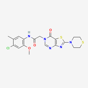 molecular formula C19H20ClN5O3S2 B2781960 N-(4-chloro-2-methoxy-5-methylphenyl)-2-(7-oxo-2-thiomorpholinothiazolo[4,5-d]pyrimidin-6(7H)-yl)acetamide CAS No. 1223798-09-1