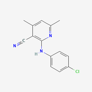 molecular formula C14H12ClN3 B2781967 2-[(4-Chlorophenyl)amino]-4,6-dimethylnicotinonitrile CAS No. 327049-51-4