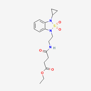 molecular formula C17H23N3O5S B2781975 Ethyl 3-{[2-(3-cyclopropyl-2,2-dioxo-1,3-dihydro-2lambda6,1,3-benzothiadiazol-1-yl)ethyl]carbamoyl}propanoate CAS No. 2097924-44-0