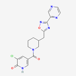 molecular formula C18H17ClN6O3 B2781980 (5-Chloro-6-hydroxypyridin-3-yl)(3-((3-(pyrazin-2-yl)-1,2,4-oxadiazol-5-yl)methyl)piperidin-1-yl)methanone CAS No. 1705461-37-5