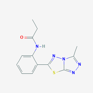 molecular formula C13H13N5OS B278199 N-[2-(3-methyl[1,2,4]triazolo[3,4-b][1,3,4]thiadiazol-6-yl)phenyl]propanamide 