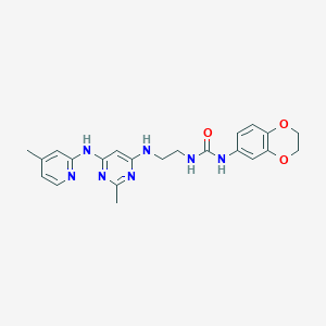 molecular formula C22H25N7O3 B2781993 1-(2,3-Dihydrobenzo[b][1,4]dioxin-6-yl)-3-(2-((2-methyl-6-((4-methylpyridin-2-yl)amino)pyrimidin-4-yl)amino)ethyl)urea CAS No. 1428378-12-4