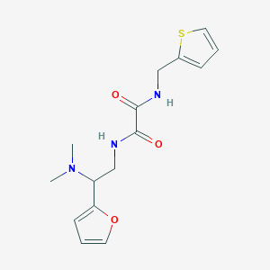 molecular formula C15H19N3O3S B2782012 N1-(2-(dimethylamino)-2-(furan-2-yl)ethyl)-N2-(thiophen-2-ylmethyl)oxalamide CAS No. 942011-85-0