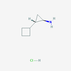 molecular formula C7H14ClN B2782018 rac-(1R,2S)-2-cyclobutylcyclopropan-1-amine hydrochloride, trans CAS No. 1909294-53-6